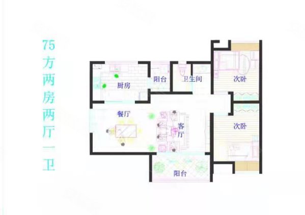 天河星作3室1厅1卫75.83㎡东南255万