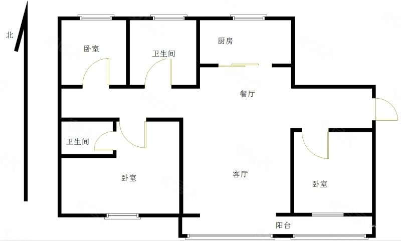 安兴壹号府3室2厅2卫125.9㎡南北76万