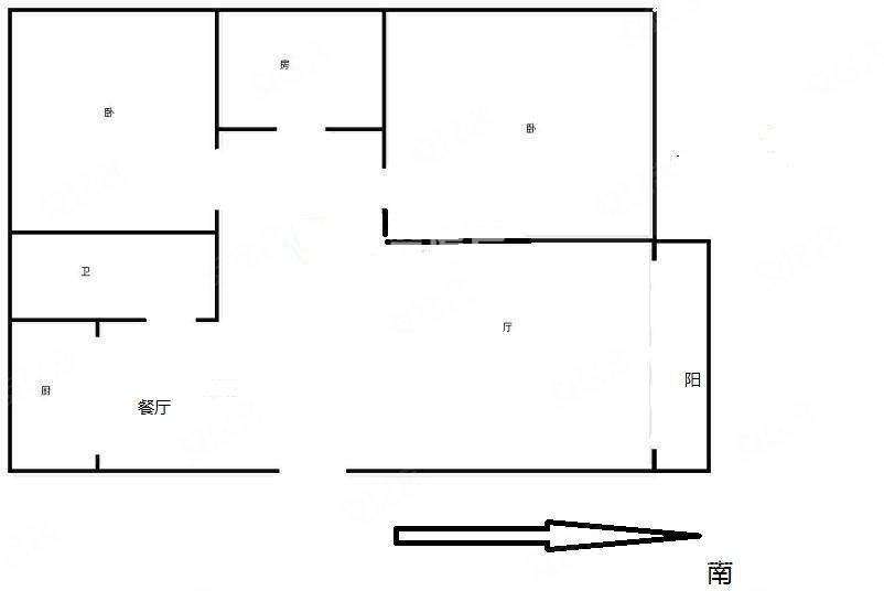 蒋湾花园3室2厅1卫90㎡南北74万