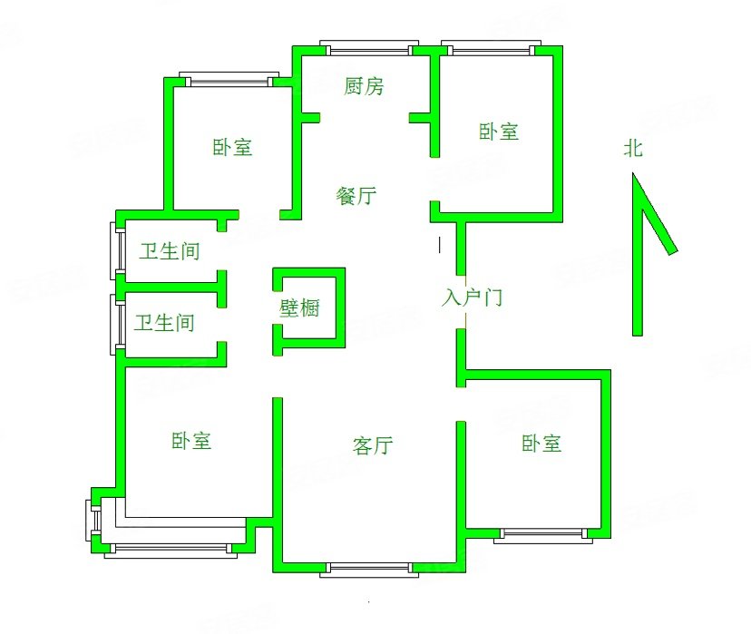 K2玉兰湾4室2厅2卫132.57㎡南北199万