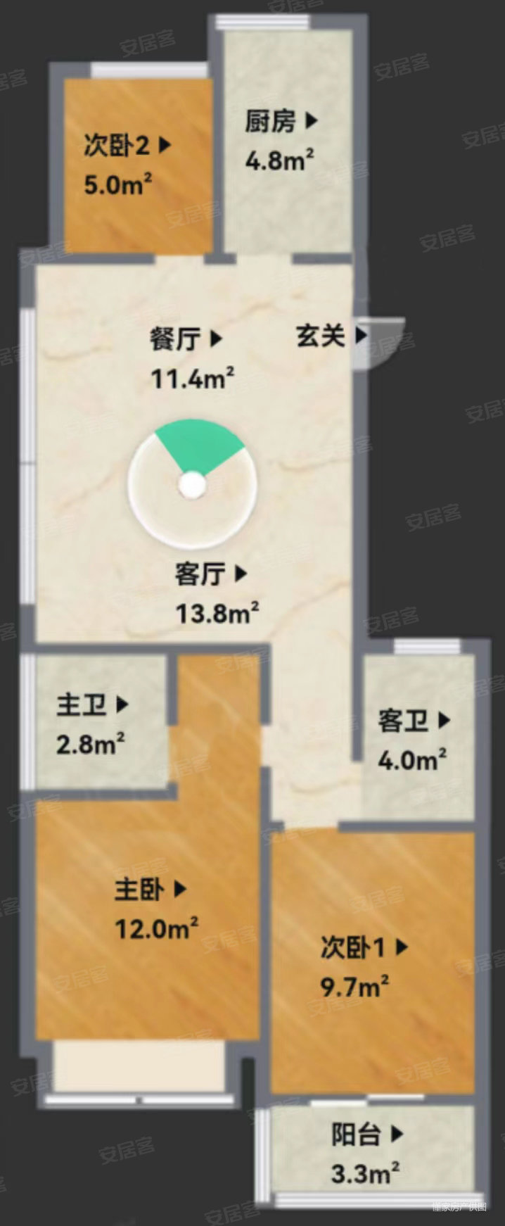 云秀园3室2厅2卫99㎡南北148万