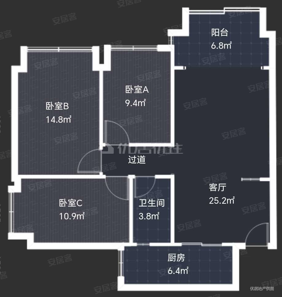 敏建锦绣世家3室2厅1卫89.82㎡北274万