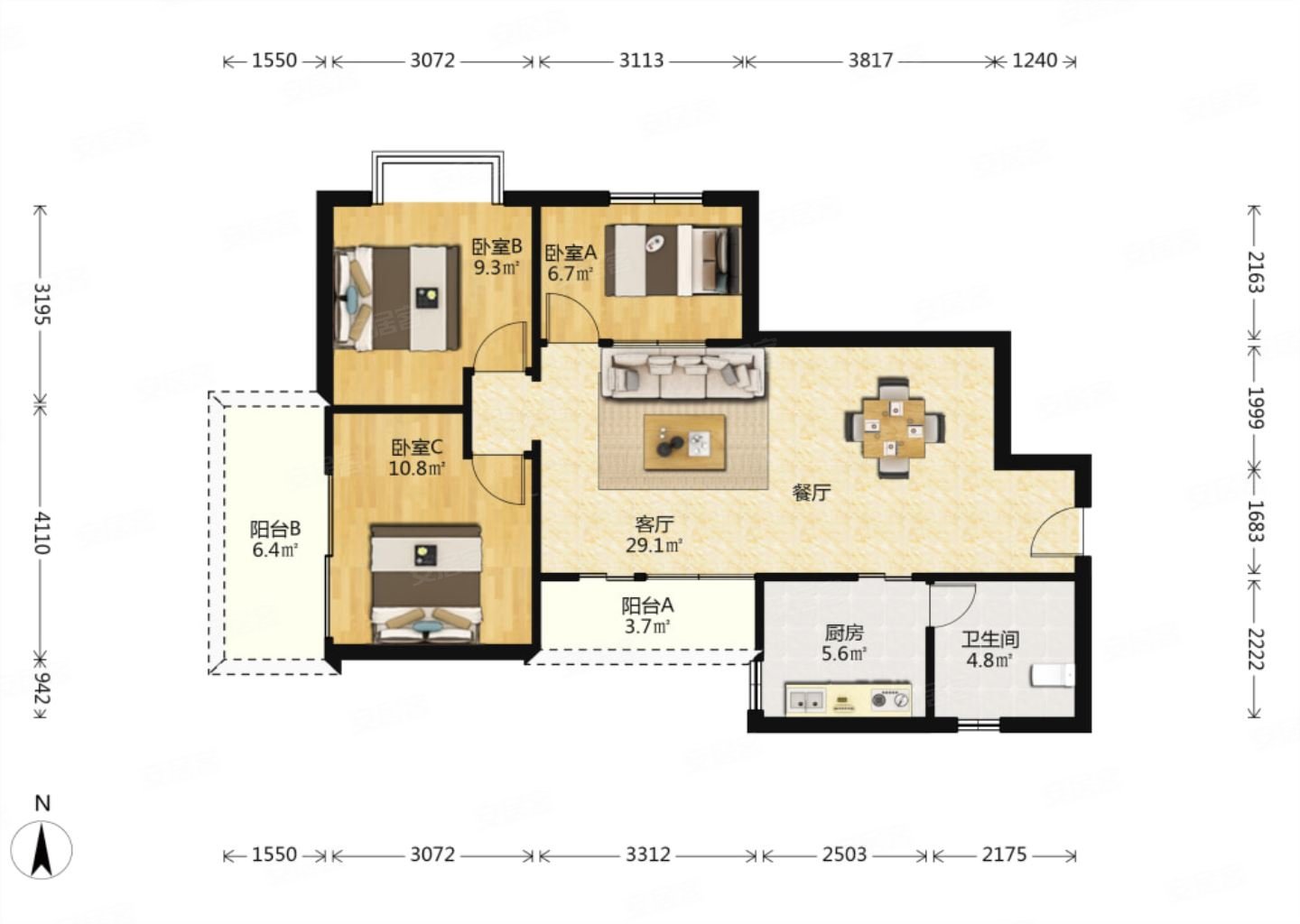 南北对流单边位通风采光好双大阳台柏蕙花园有匙即看