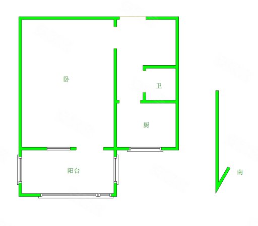 华山里1室1厅1卫35.45㎡南北95万