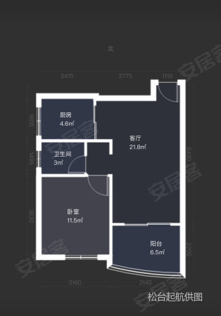 珠冠大厦2室1厅1卫62.1㎡南北100万