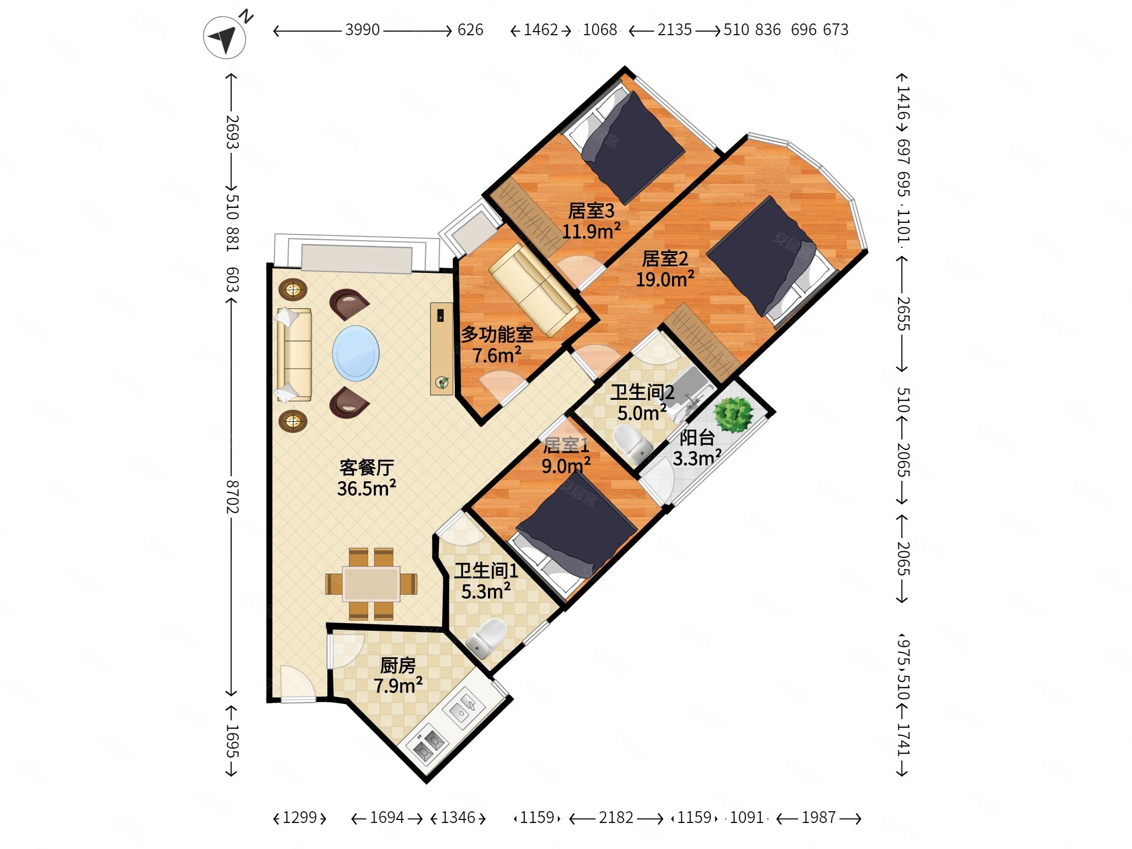 帝景苑大4房采光足小区性价比一套看房方便