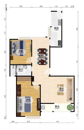 朝阳梅园2室2厅1卫110.52㎡南北160万