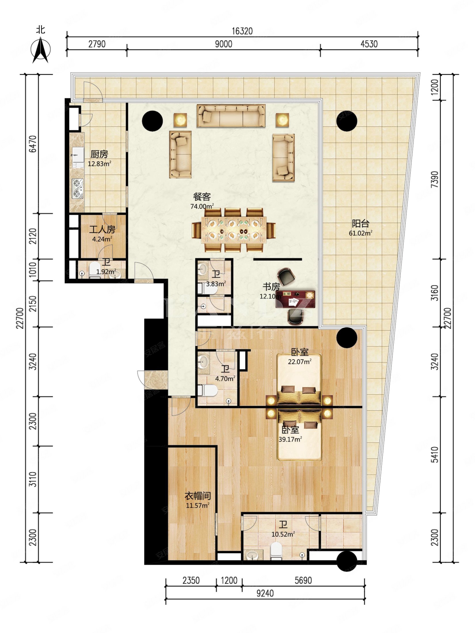 60平大阳台的深圳湾一号诚出300平大平层
