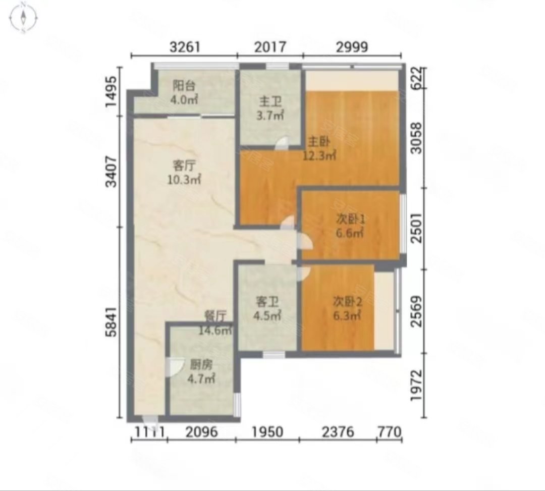 万科金域中央B区C区3室2厅2卫88.73㎡东北190万