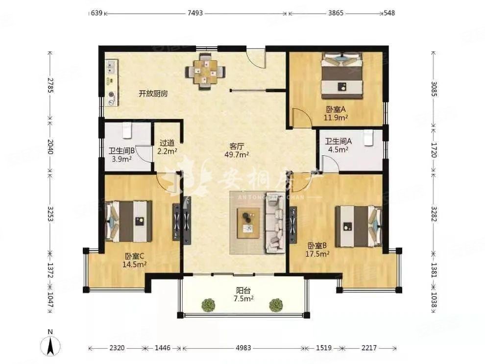 滨江新城 (亏本10w急售)标准三房 楼层 通透户型,御澜山二手房,57.