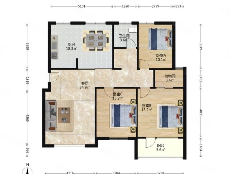 地铁口花园洋房!三房两卫户型!南北通透!有车位!急售!