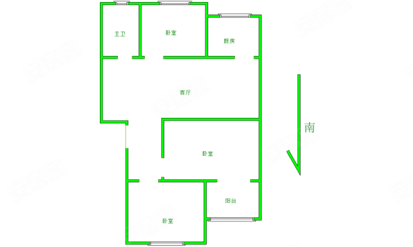 洛玻城家属院3室1厅1卫70.74㎡南北33万