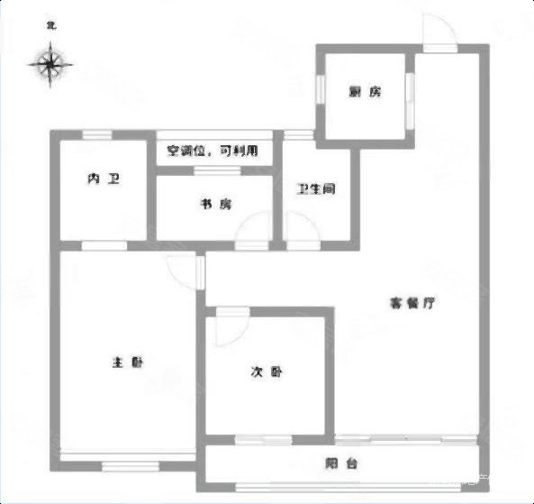 吾悦广场璟悦府3室2厅2卫104.4㎡南北205万