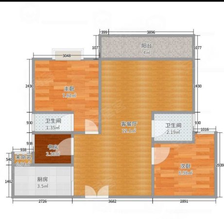 依山龙郡3室2厅2卫107.72㎡南67万