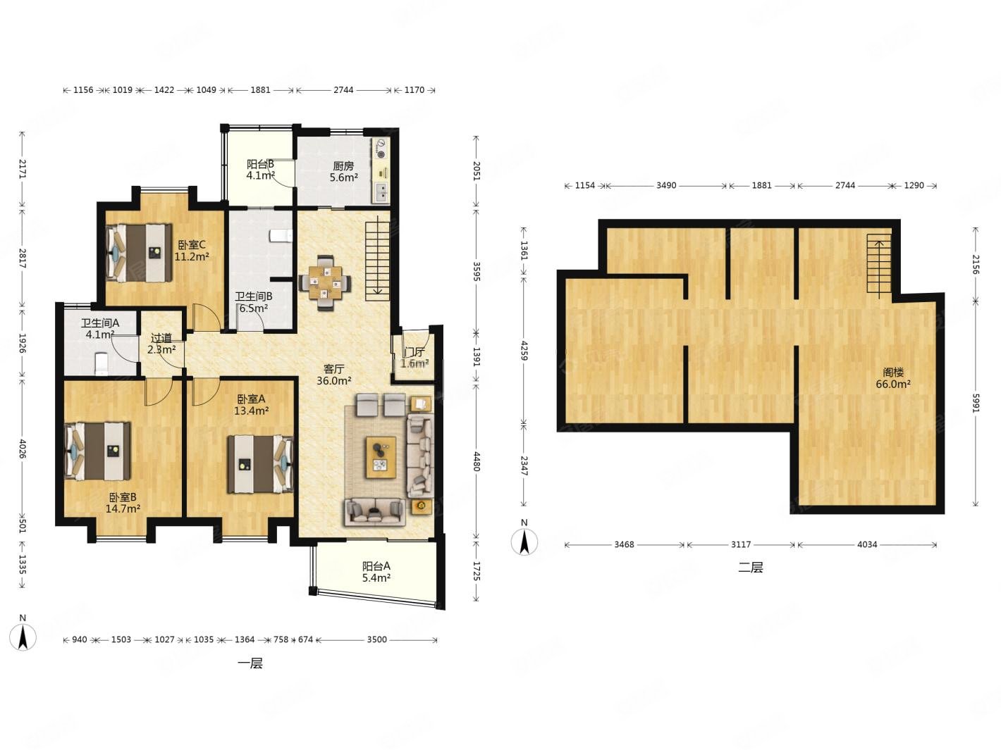 顶跃满5年户型方正视野采光都很好