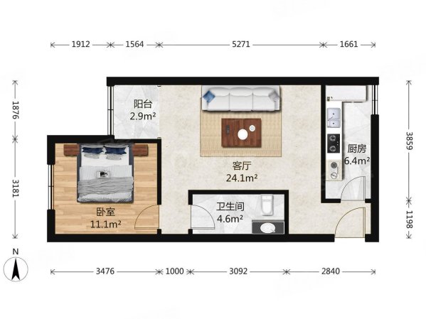 南门仓社区1室1厅1卫63.77㎡东西720万