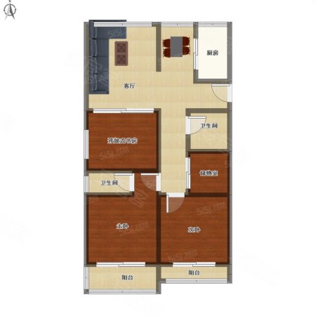 太阳国际公寓(公寓住宅)3室2厅2卫115.63㎡南480万