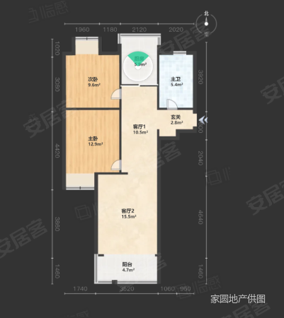 景舒苑一村2室2厅1卫78.04㎡南北305万