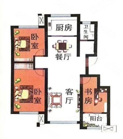 富春山居3室2厅1卫105㎡南北54.6万