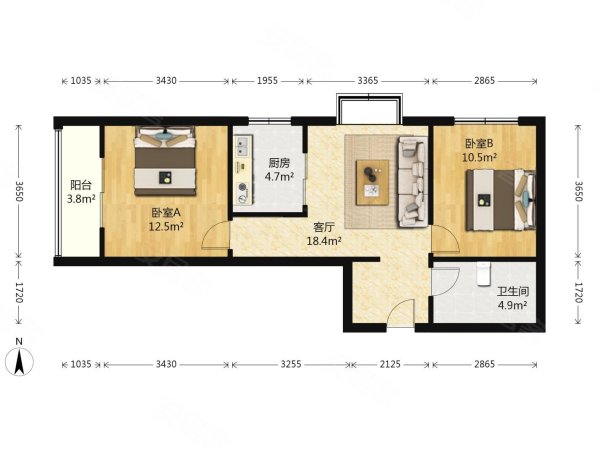 瑞金华翠嘉苑2室1厅1卫72.02㎡南130万