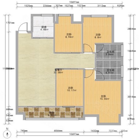 中梁聚龙首府4室2厅2卫129.18㎡南138万