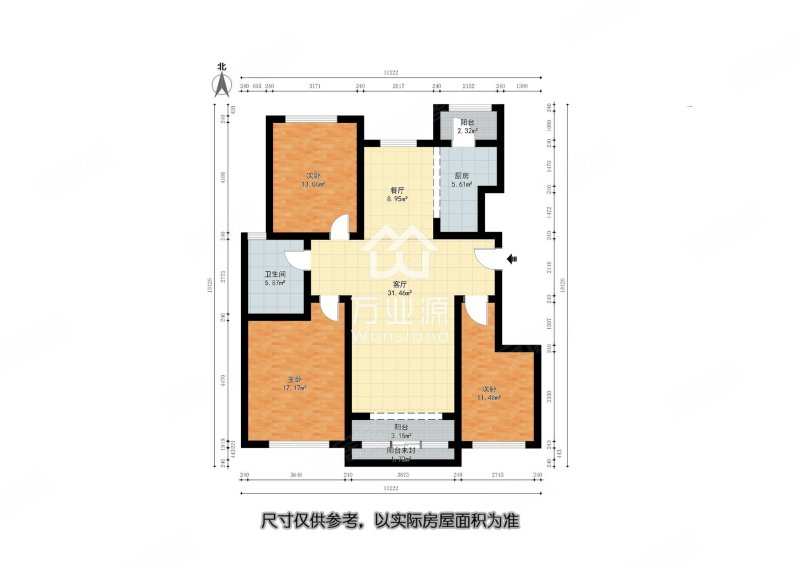 碧海鸿庭3室2厅1卫129.47㎡南北265万