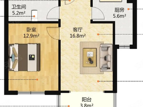 润城八区 1室1厅1卫 配套齐全 51平 精装修,西山租房-昆明58安居客