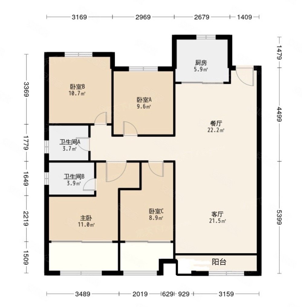 捡漏笋中俊雍景台118平朝南4室售110万