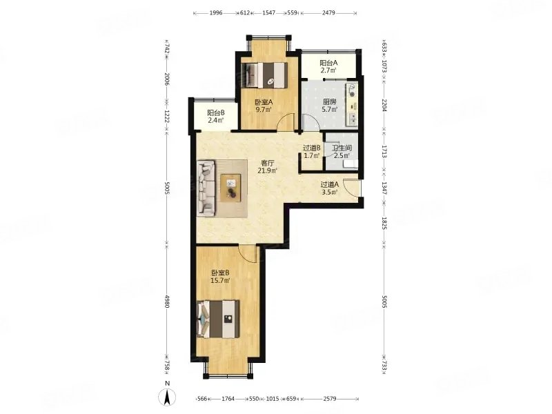 福泽御园(北区) 南北通透两居  满五   自住装修 91万