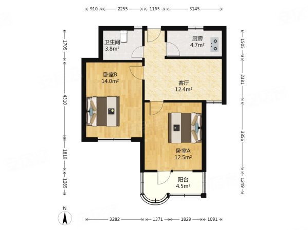 柳埠小区2室1厅1卫60㎡南北299万