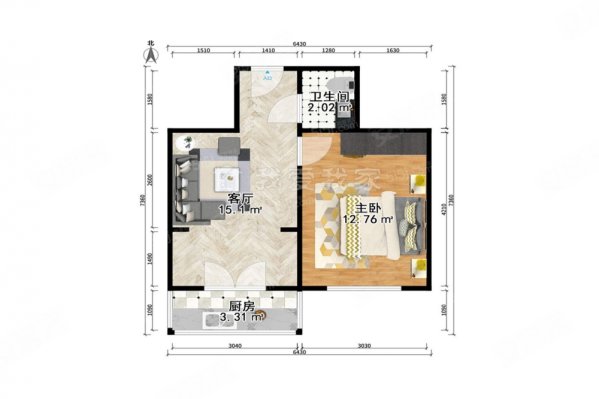 新港大街小区1室1厅1卫42.37㎡南北81万