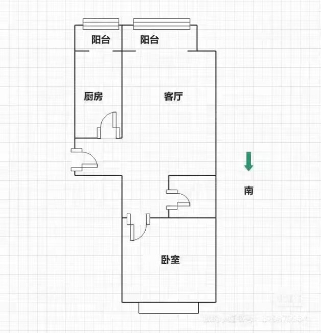 亿朋苑二区1室2厅1卫76㎡南北240万