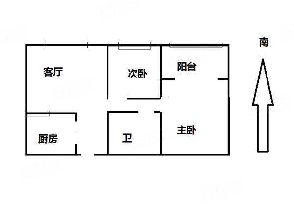 福地华园(双桥)2室1厅1卫70㎡南北54万