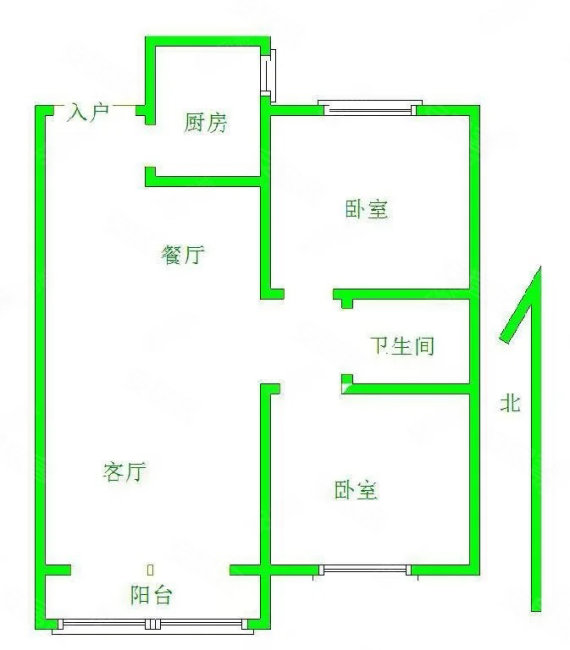 公园时代2室2厅1卫94㎡南北74万