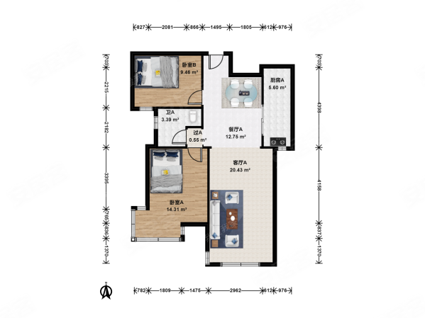 百合湾东区高楼层看小区园林全明户型不临街