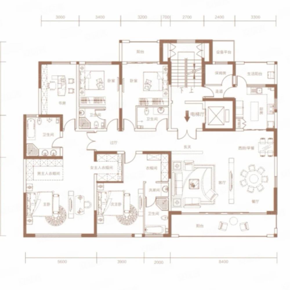中建柒号院大平层新房手续285平五室两厅四卫