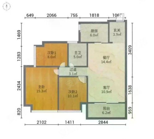 新华联广场3室2厅1卫80㎡南北42.95万