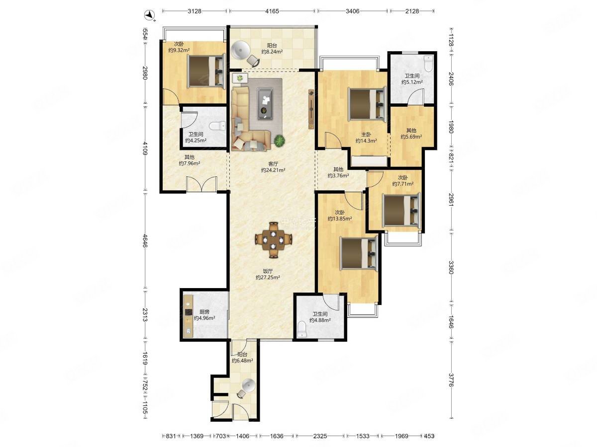 剑桥郡精装四房进地铁口小区安静位置