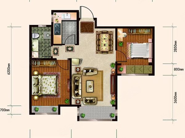【多图】天洋城4代(二期),燕郊租房,四代 豪装南向两居 随时看房 高层