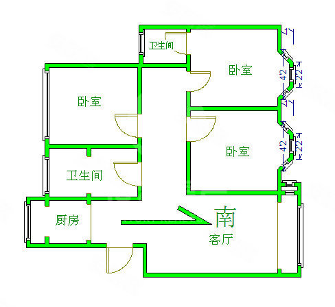 腾龙家园(一区)3室2厅2卫127㎡南北210万