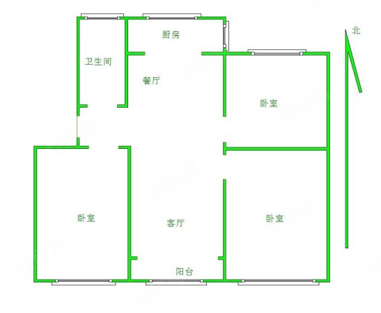 河北工艺美校宿舍3室2厅1卫80㎡南北56.6万