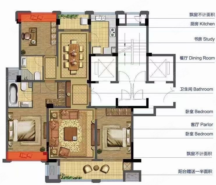 出售星澜府95平三房二厅二卫满两年带车位户型方正