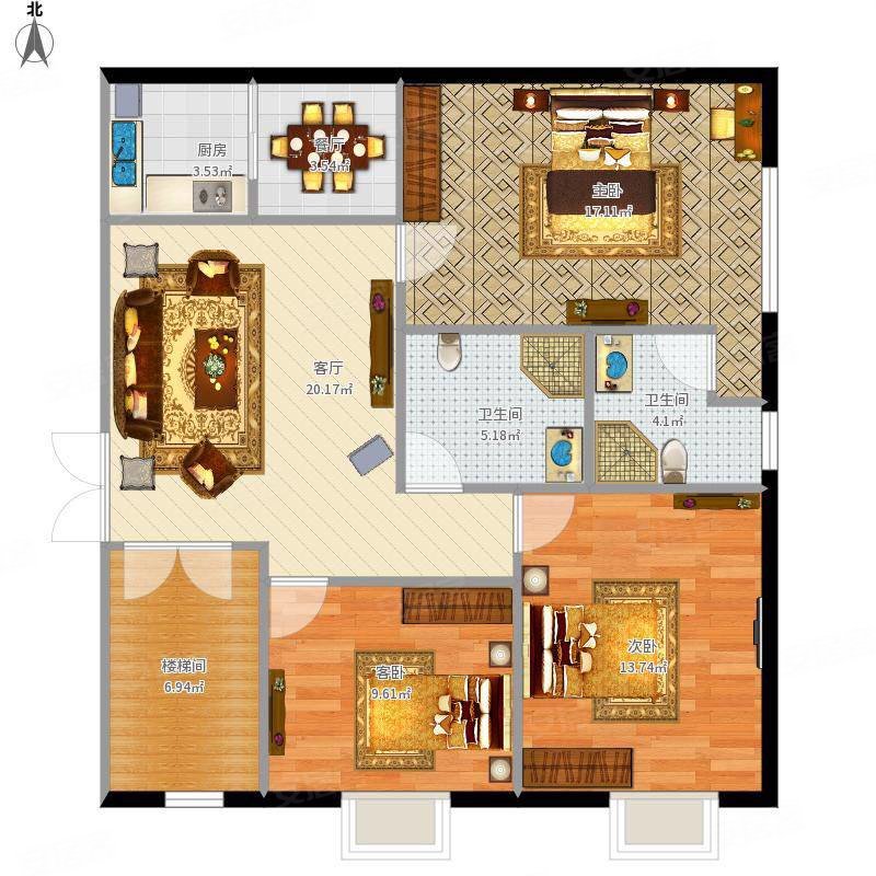 中梁壹号院3室2厅2卫120㎡南76.8万