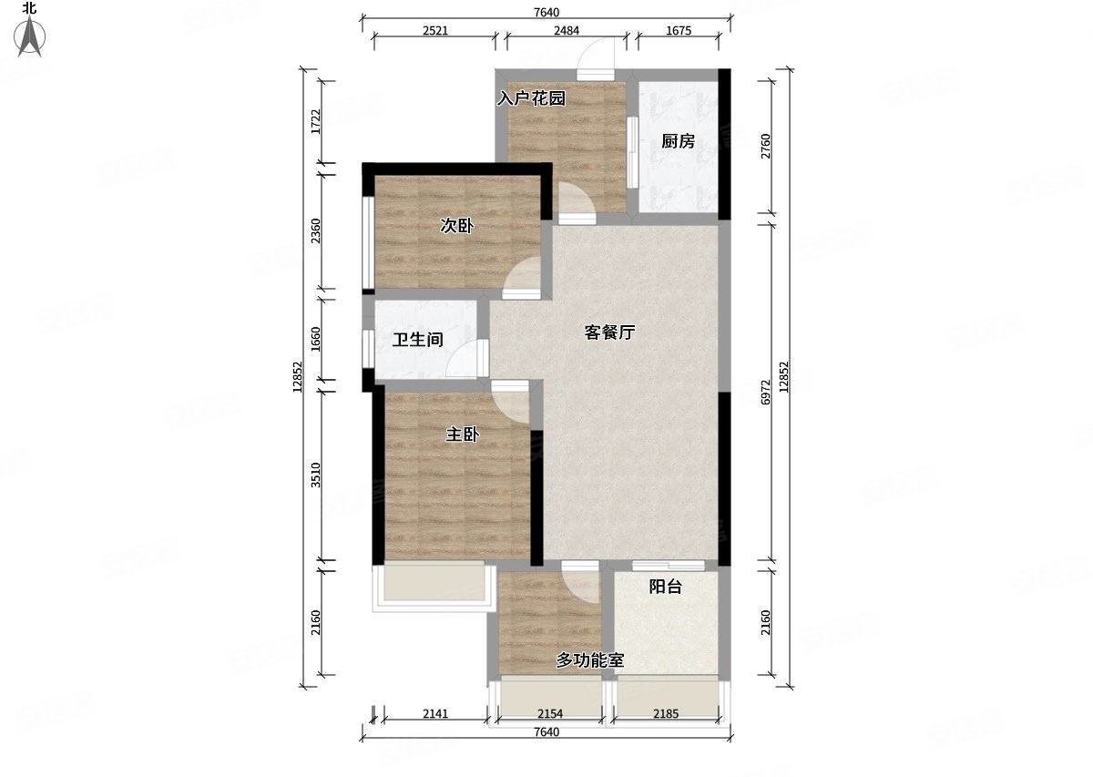 时代倾城(一期)2室2厅1卫83.97㎡南北74万
