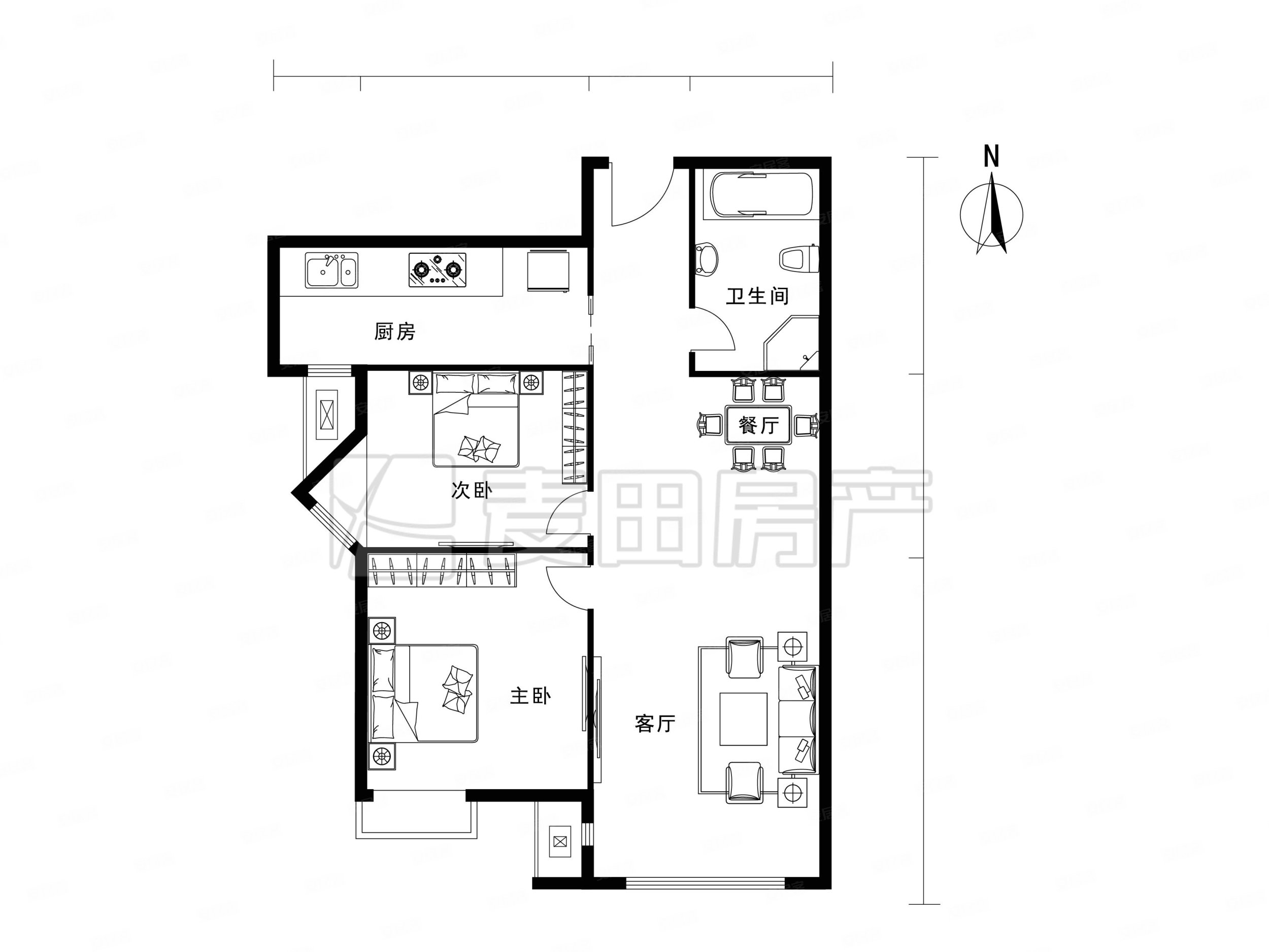 西堤红山2室2厅1卫94㎡南1165万