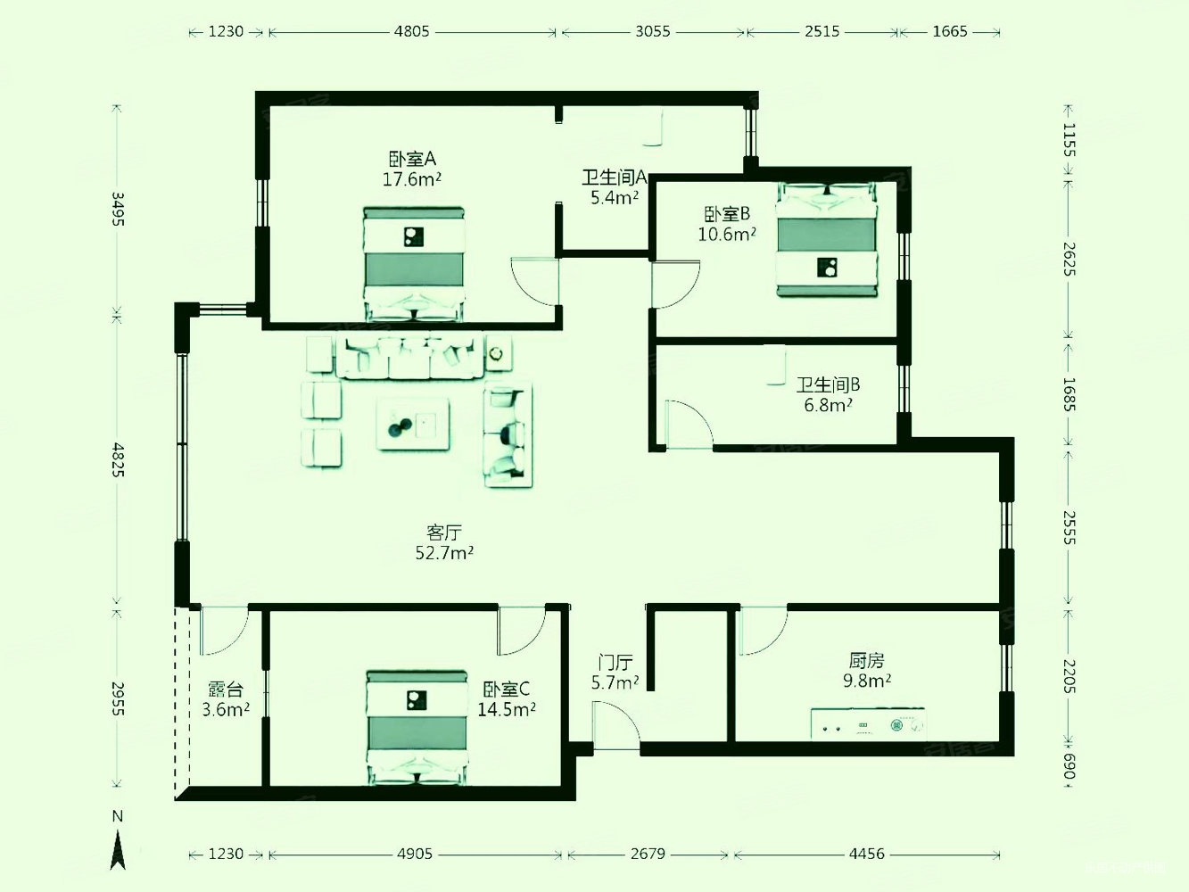 正大清华苑4室2厅2卫130㎡南北102万