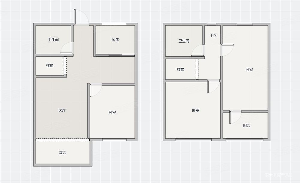 新到赠露台户型复式三房两卫使用面积大南北通透