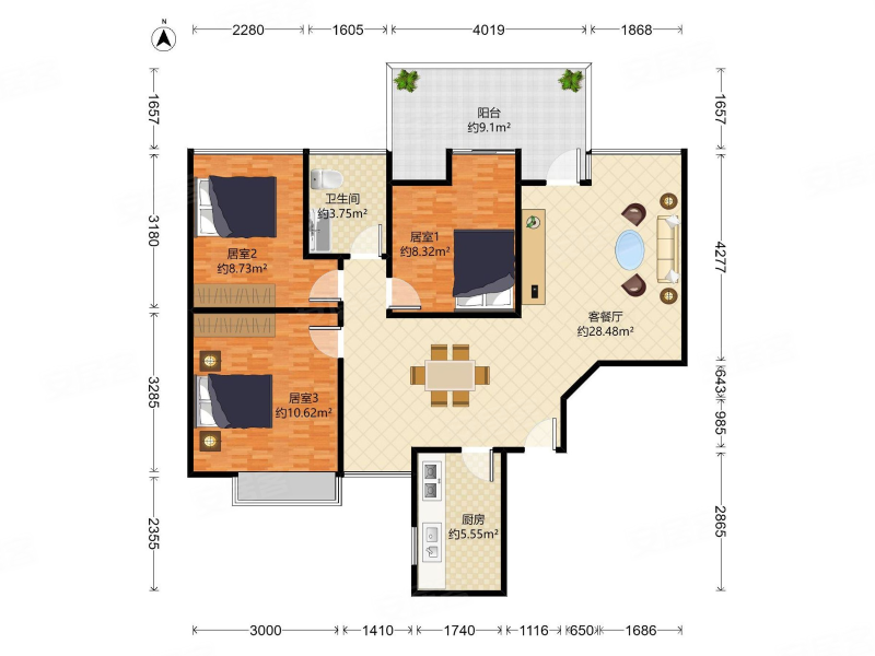 太古城高层海景大三房!居家装修保养好,可以直接拎包入住
