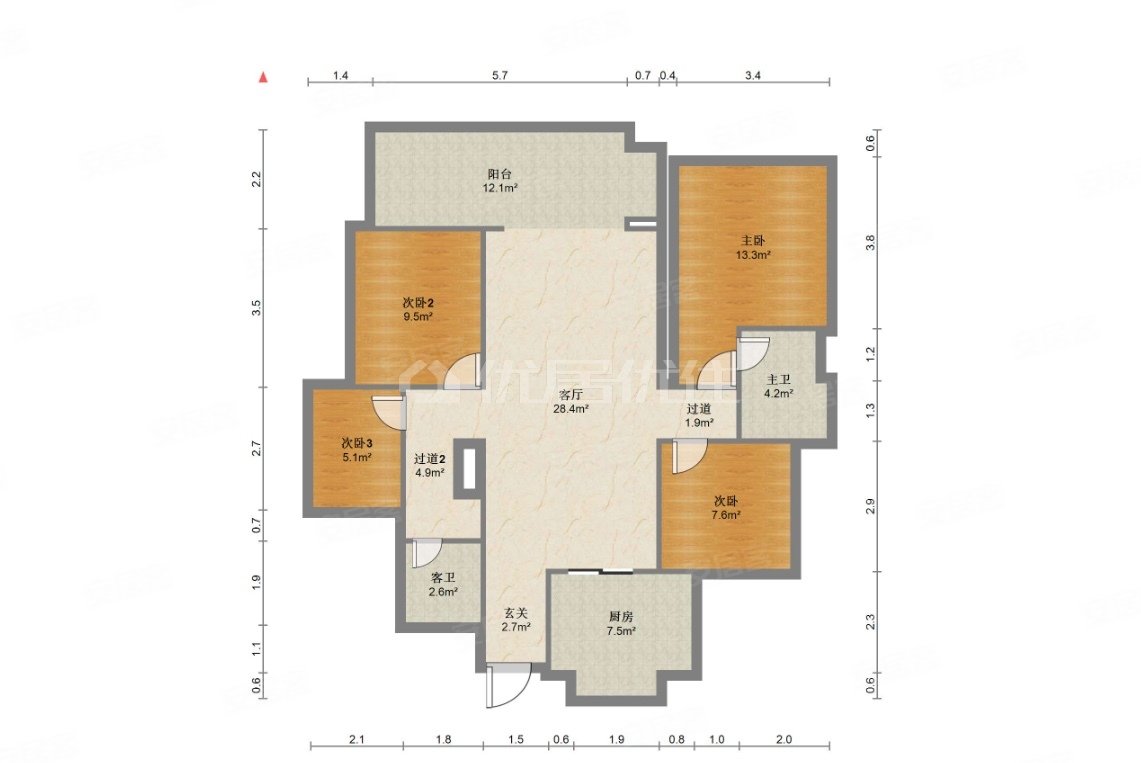 奥林云溪海棠4室2厅2卫130㎡南北85.8万