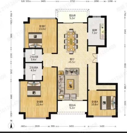 御沁园(东区公寓住宅)4室2厅2卫160.56㎡南1020万